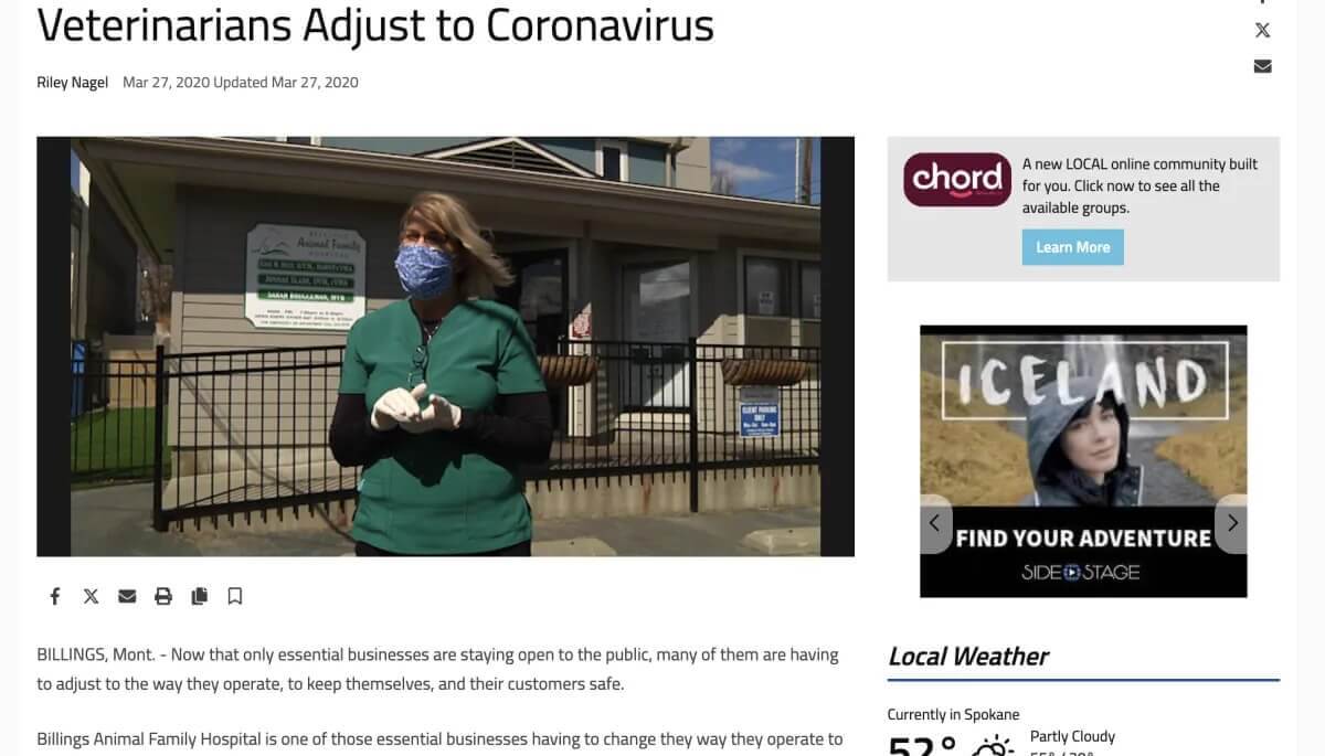 News article for Billings Animal Family hospital 3